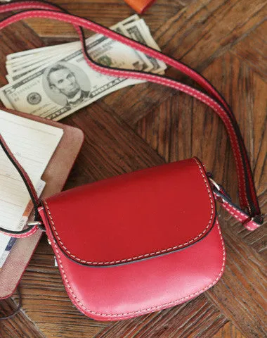 Handmade red cute leather minimalist crossbody bag Shoulder Bag for girl women Commuter Essential
