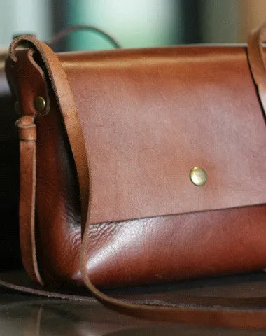 Handmade rustic leather Satchel School crossbody Shoulder Bag for women Multi Pocket Classic Minimalist