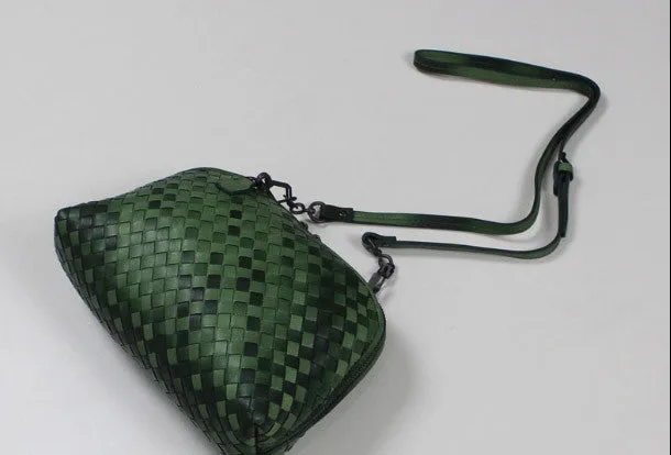 Compact Travel Handmade sheepskin Leather braided bag shoulder bag for women leather crossbody bag