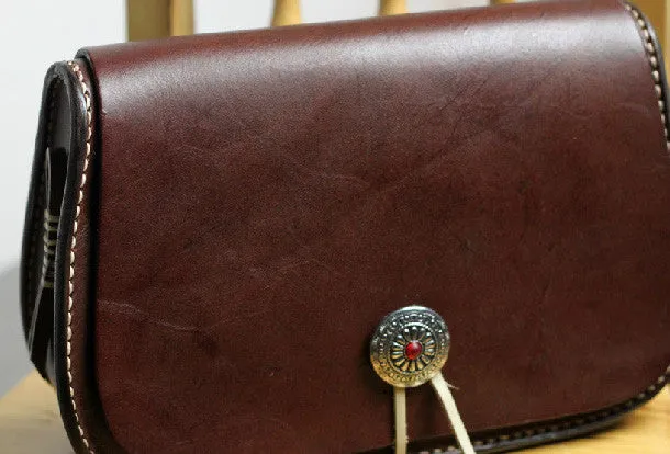 Chic Touch Handmade shoulder bag vintage leather brown Satchel crossbody Shoulder Bag for women