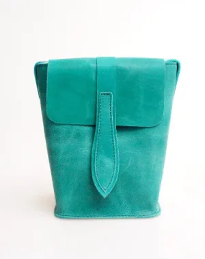 Handmade vintage leather basket green crossbody Shoulder Bag for girl women Sleek Shoulder