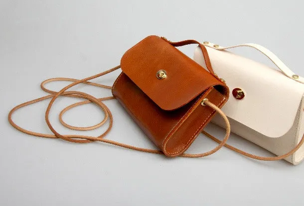 Handmade vintage leather crossbody small Satchel bag shoulder bag for women girl lady Light Function Office Look