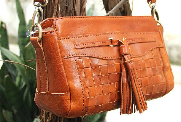 Handmade vintage rustic leather tassels crossbody Shoulder Bag for girl women lady Modern Appeal