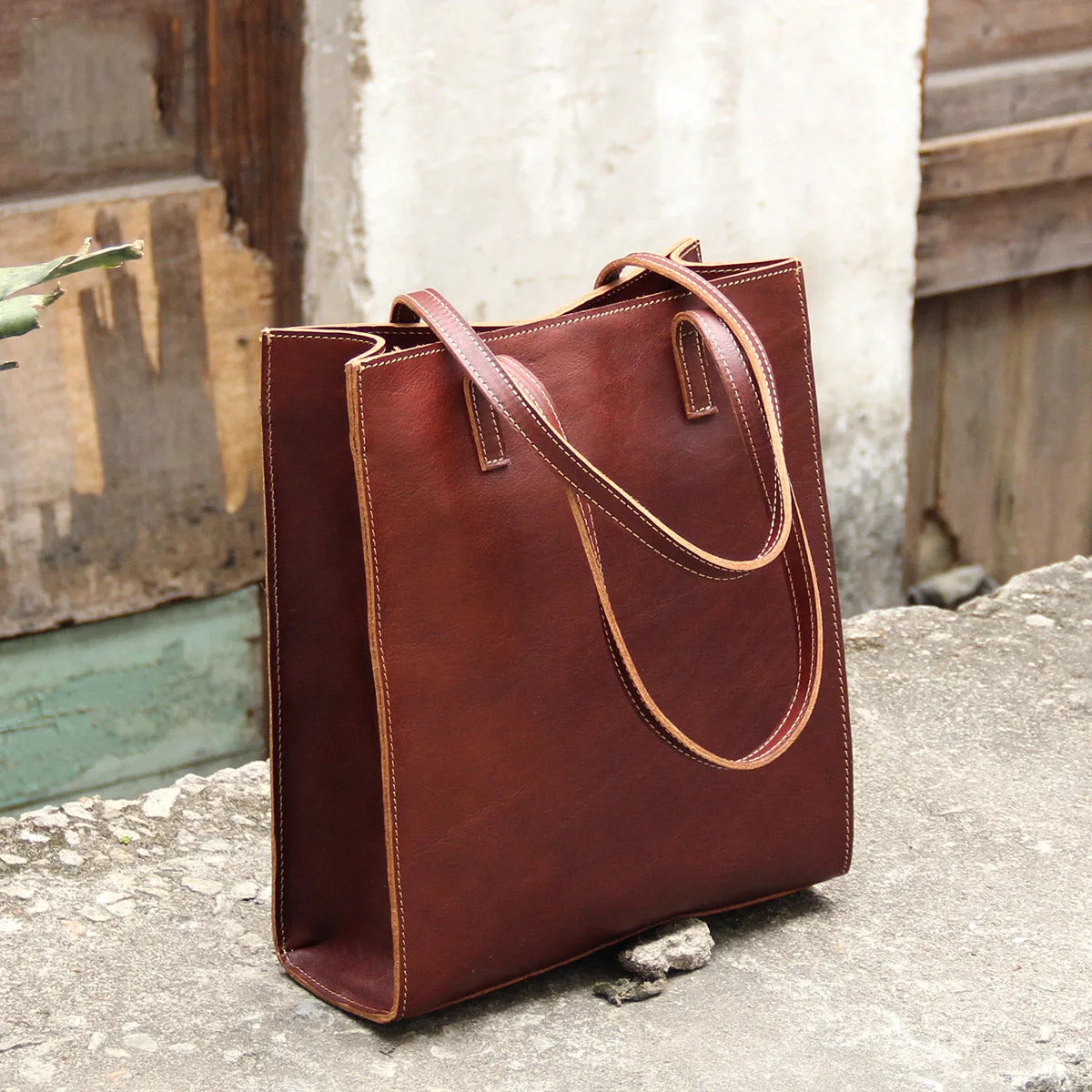 Casual Outfit Everyday Use Handmade vintage womens leather tote bags shoulder bag for women