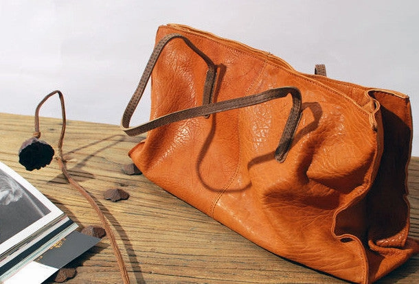 Handmade fashion pretty leather medium tote bag shoulder bag  handbag for women lady Timeless Fashion