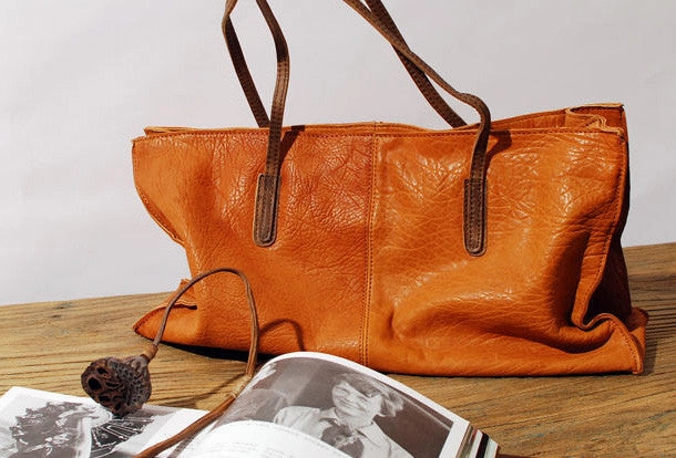 Handmade fashion pretty leather medium tote bag shoulder bag  handbag for women lady Timeless Appeal