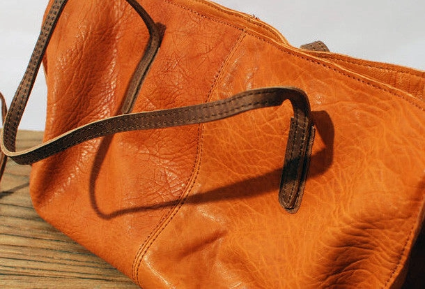 Handmade fashion pretty leather medium tote bag shoulder bag  handbag for women lady Simple Aesthetic