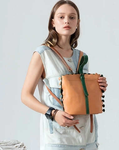 Comfy Fit Urban Outfit Handmade Genuine Leather Backpack Bag Bucket Bag Handbag Shoulder Bag Leather Purse For Women