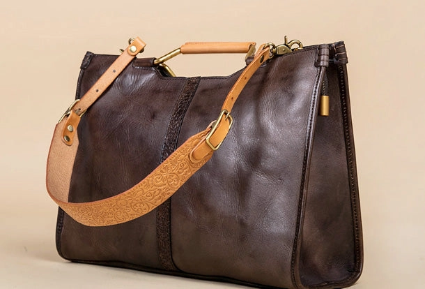 Handmade Genuine Leather Handbag Bag Shoulder Bag Shopper Bag Purse For Women Simple Function Smart Organization