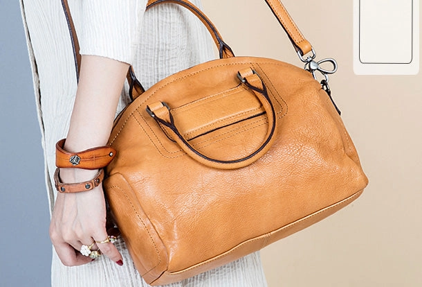 Handmade Genuine Leather Handbag Shopper Bag Crossbody Bag Shoulder Bag Purse For Women Office Essential Workwear Accessory