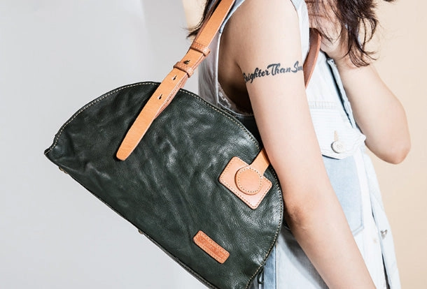 Handmade Genuine Leather Handbag Shopper Bag Purse Shoulder Bag Purse For Women Contemporary Structure