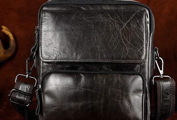 Minimal Journey Minimal Gear Handmade Genuine Leather Messenger Mens Cool Sling Bag Large Travel Bag Hiking Bag for Men