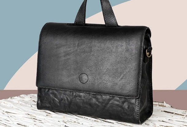 Handmade Handbag Briefcase Purse Leather Crossbody Bag Purse Shoulder Bag for Women Polished Accent