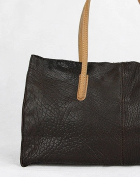 Elegant Structure Handmade large dark coffee vintage leather minimalist handbag shopper Bag for women