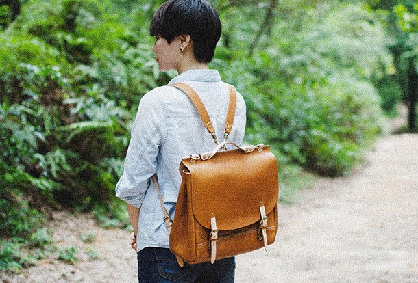 Weekend Style Handmade Leather backpack bag shoulder bag black brown for unisex leather messenger bag