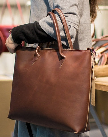 Urban Fashion Handmade Leather big handbag dark coffee brown for women leather shoulder bag