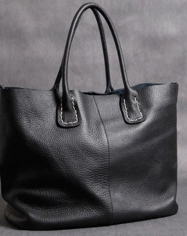 Handmade Leather black tote bag for women leather shoulder bag handbag Versatile Everyday