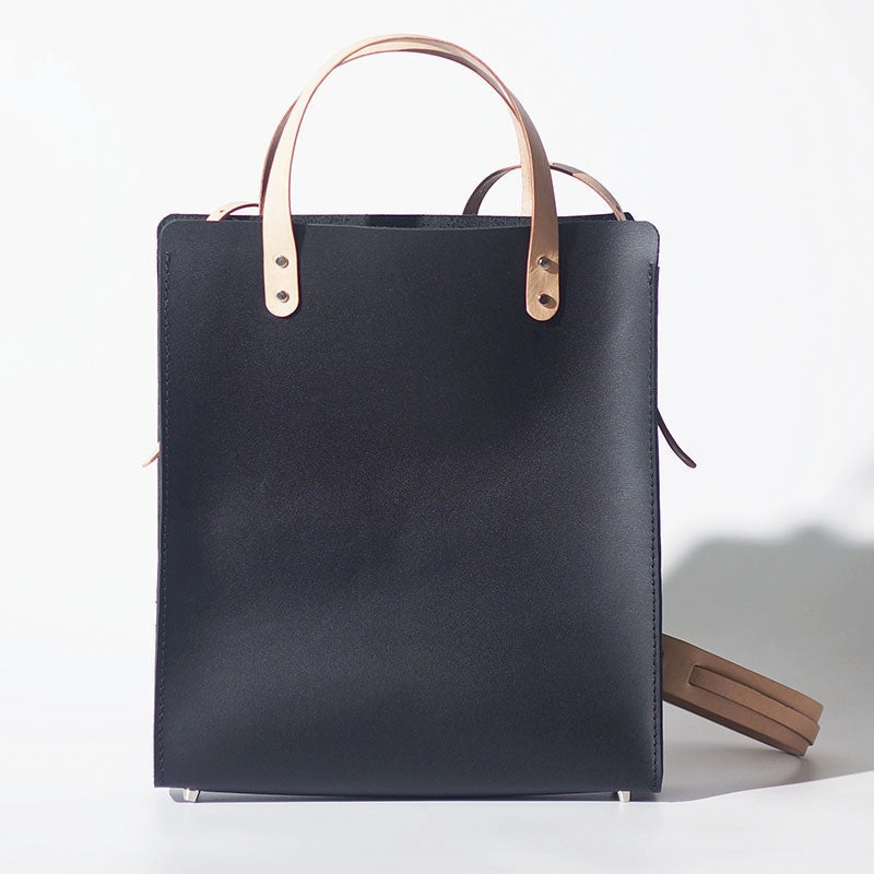 Handmade Leather Black Womens Tote Purse Handbag Tote Shopper Bag for Women Chic Functionality Slow Fashion