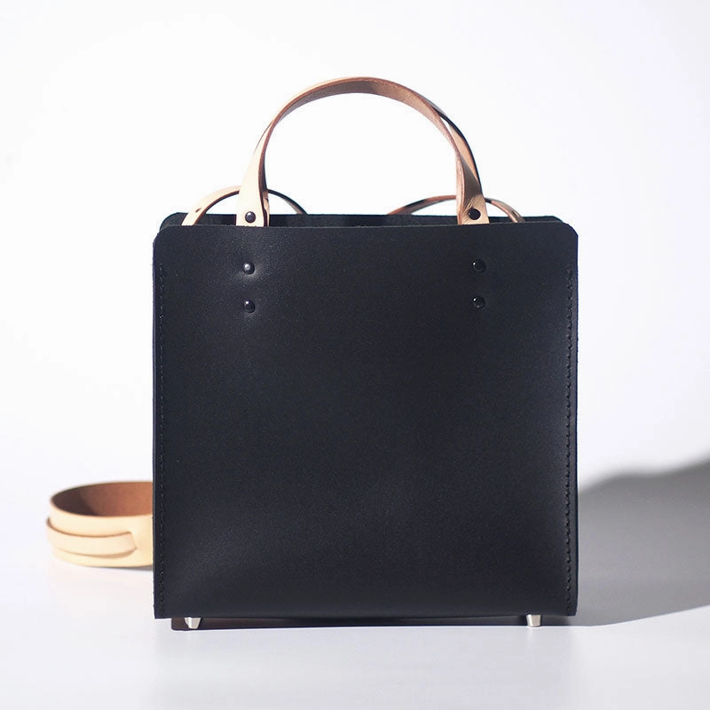 Handmade Leather Black Womens Tote Purses Handbag Tote Bag for Women Quick Access