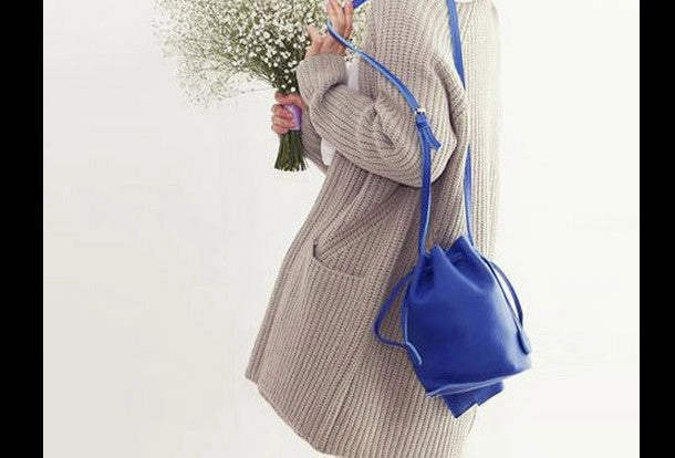 Versatile Companion Neutral Tone Handmade Leather bucket bag shoulder bag blue purple for women leather crossbody bag