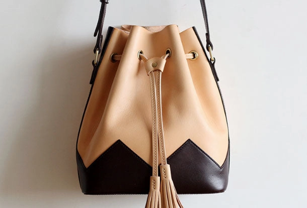 Urban Detail Trendy Outfit Handmade Leather bucket purse for women crossbody bag leather shoulder bag