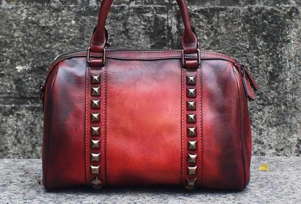 Handmade Leather Handbag Doctor Bag Purse Crossbody Shoulder Bag for Girl Women Lady Casual Office Smart commuting purse