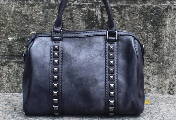 Handmade Leather Handbag Doctor Bag Purse Crossbody Shoulder Bag for Girl Women Lady Timeless Utility