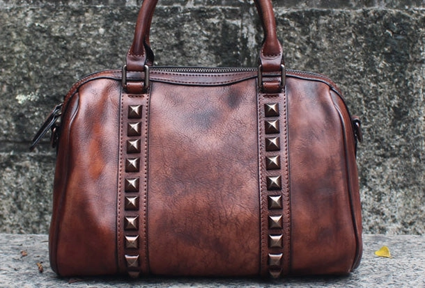 Handmade Leather Handbag Doctor Bag Purse Crossbody Shoulder Bag for Girl Women Lady Urban Outfit