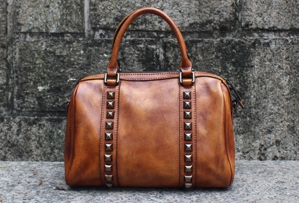 Handmade Leather Handbag Doctor Bag Purse Crossbody Shoulder Bag for Girl Women Lady Durable Craft