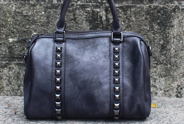 Handmade Leather Handbag Doctor Bag Purse Crossbody Shoulder Bag for Girl Women Lady elegant design Reinforced Corner