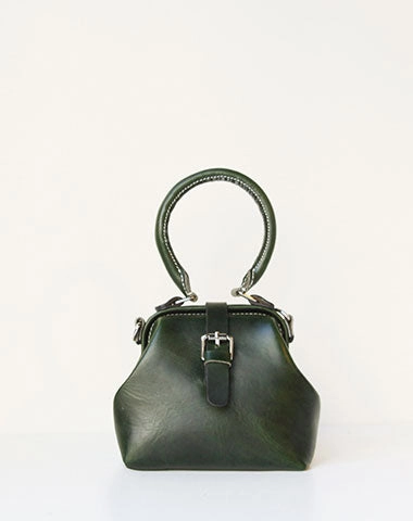 Neutral Tone Timeless Utility Handmade leather handbag Green doctor bag shoulder bag cossbody bag purse women