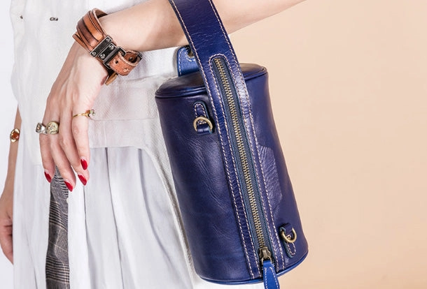 Commuter Ready Handmade Leather Handbag Purse Bucket Bag Round Circle Bag Crossbody Bag Shoulder Bag Purse For Women