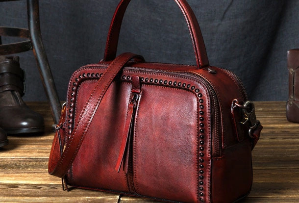 Handmade Leather handbag purse shoulder bag for women leather shopper bag Compact Travel