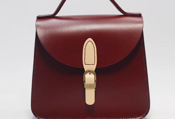 Shopping Trip Handmade Leather Handbag Round Bag Purse Crossbody Shoulder Bag for Girl Women Lady