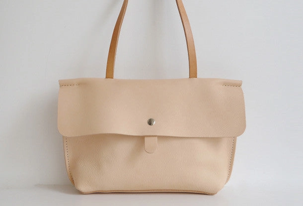 Handmade Leather handbag shoulder bag beige for women leather shoulder bag Daily Utility
