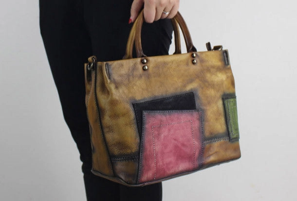 Handmade Leather handbag shoulder bag for women leather shopper bag Comfort Carry Music Festival