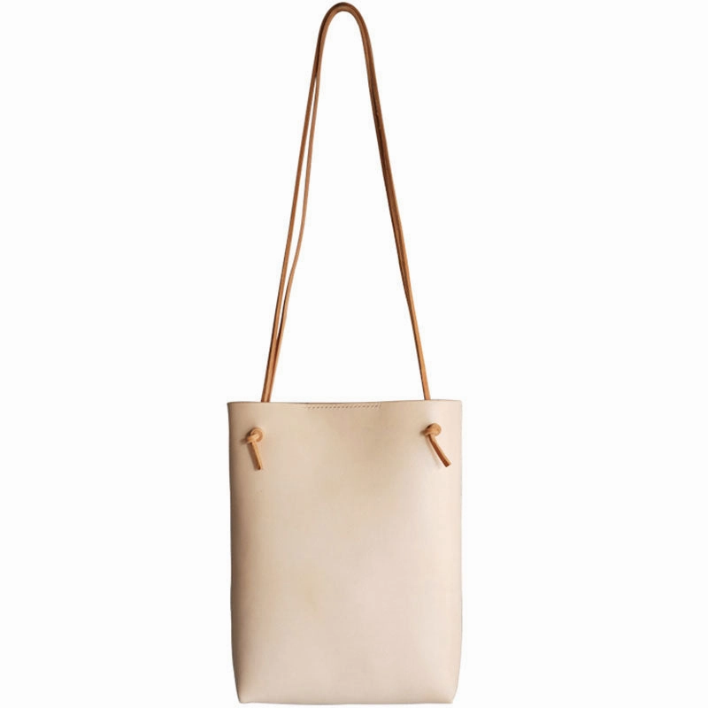 Soft Feel Comfortable Carryall Handmade Leather Long Strap Womens Bucket Tote Purse Shoulder Tote Bag for Women