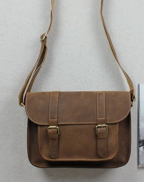 Handmade leather men Briefcase messenger coffee shoulder bag vintage bag for him Work Utility simple design