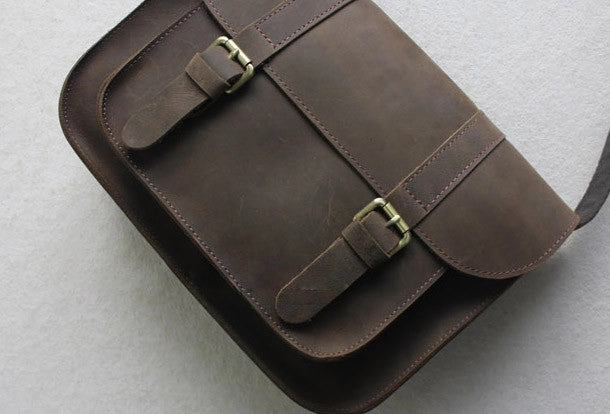 Travel Essential Travel convenience Handmade leather men Briefcase messenger coffee shoulder bag vintage bag for him