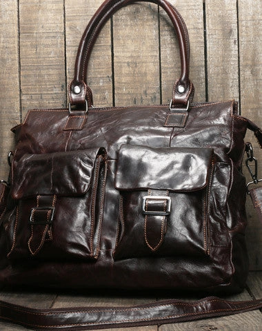 Handmade leather men Briefcase messenger large vintage shoulder laptop bag vintage bag Functional Everyday