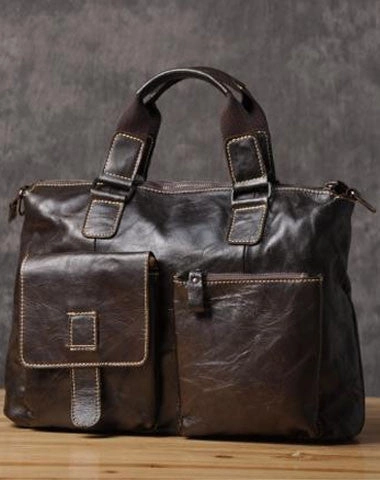 Handmade leather men Briefcase messenger vintage shoulder laptop bag vintage bag Trendy Look Contemporary Touch