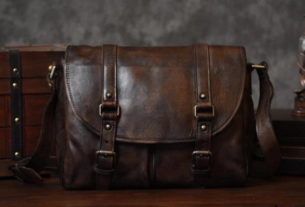Comfort Utility Handmade leather men Briefcase messenger vintage shoulder laptop bag vintage bag