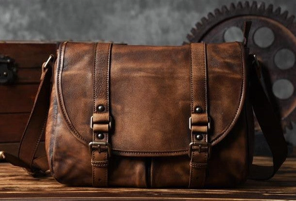 Outdoor Lifestyle Handmade leather men Briefcase messenger vintage shoulder laptop bag vintage bag