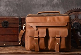 Travel Necessity Handmade leather men Vintage Messenger bag Briefcase Cool Shoulder bag for Men