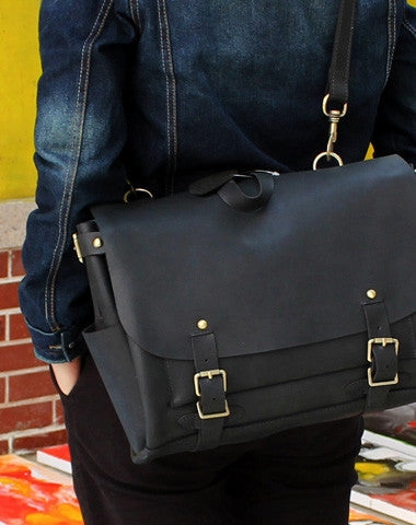 Simple Gear Sleek Functionality Handmade leather mens Briefcases messenger bagshoulder vintage laptop bag