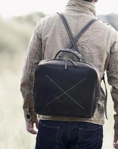 Comfort Function Handmade Leather Mens Cool Backpack Messenger Bag Briefcase Work Bag Business Bag for men