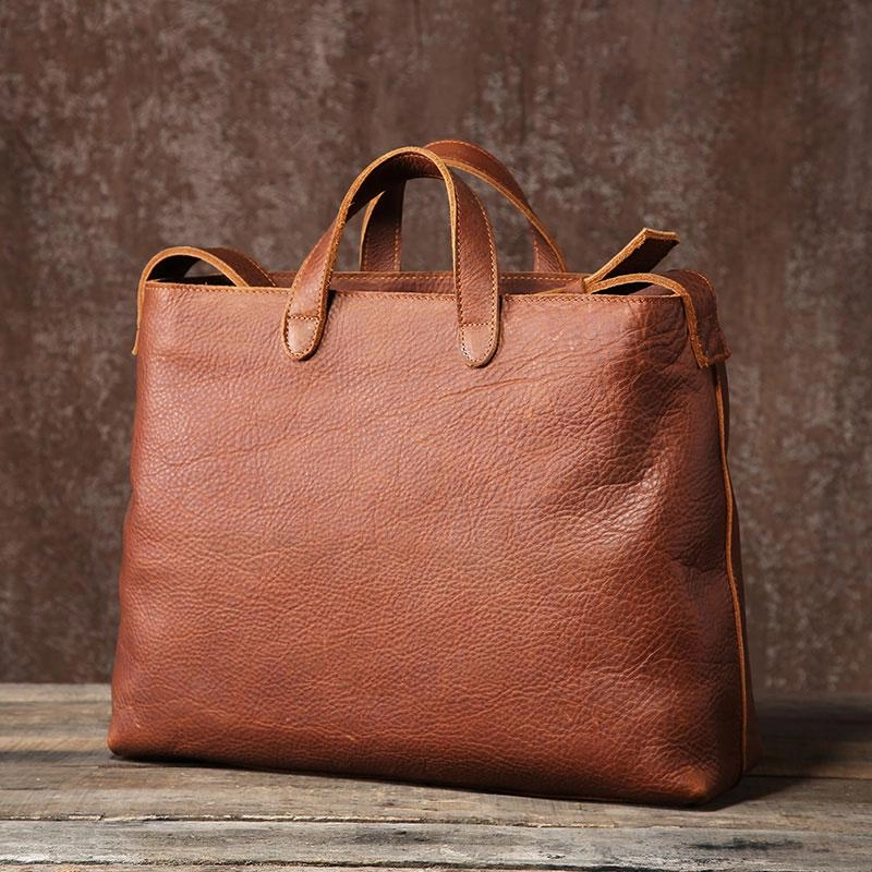 Handmade Leather Mens Cool Handbag Tote Shoulder Bag Work Bag Laptop Bag for Men Comfort Fashion Organized Storage