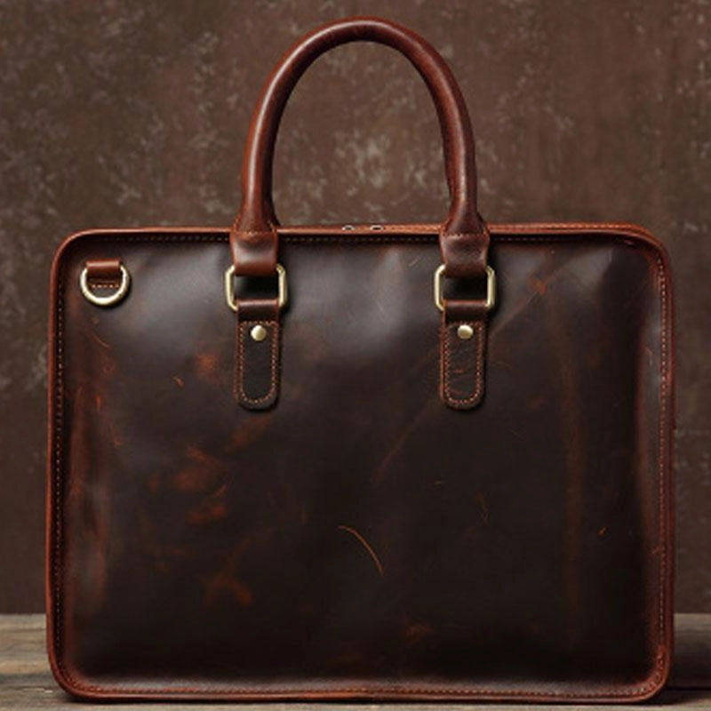 Handmade Leather Mens Cool Messenger Bag Briefcase Work Bag Business Bag Laptop Bag for men Urban Travel