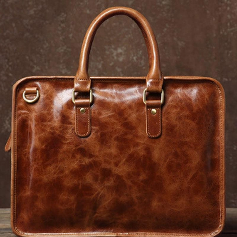 Urban Gear Handmade Leather Mens Cool Messenger Bag Briefcase Work Bag Business Bag Laptop Bag for men