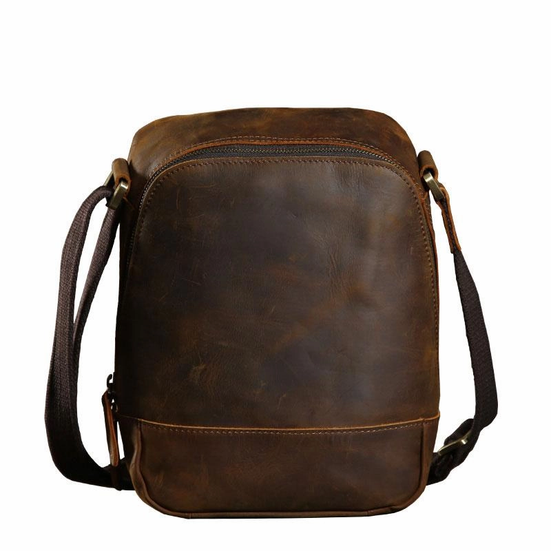 Handmade Leather Mens Cool Small Shoulder Bags Messenger Bag for men Portable Travel